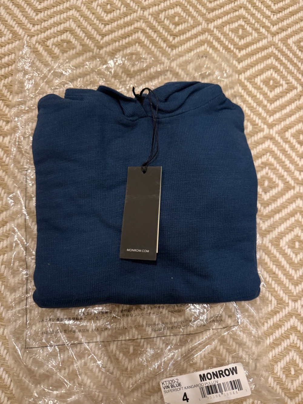 Monrow Navy Blue Supersoft Kangaroo Pullover
